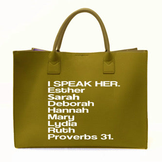 ISPEAK HER TOTE - OLIVE & OILY