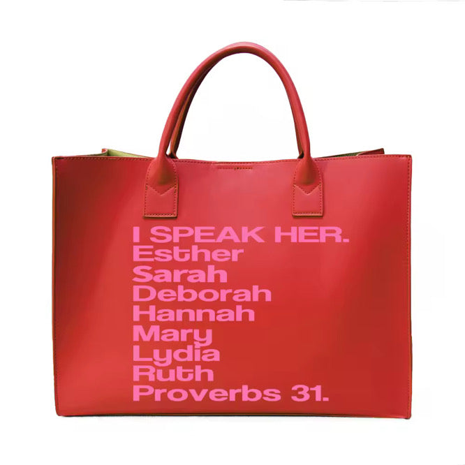 ISPEAK HER TOTE - REDDY & PINKED