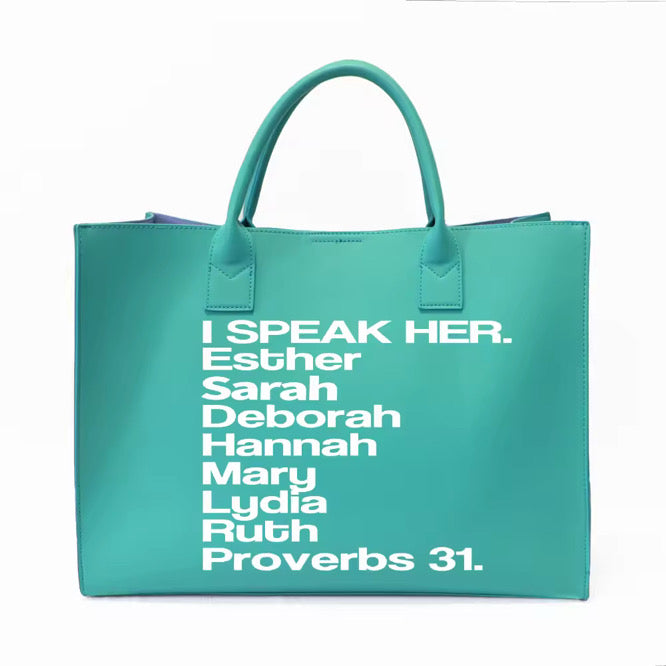 ISPEAK HER TOTE - AQUA LUX