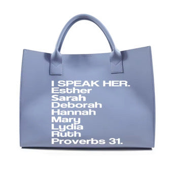 ISPEAK HER TOTE - BLUE SKY